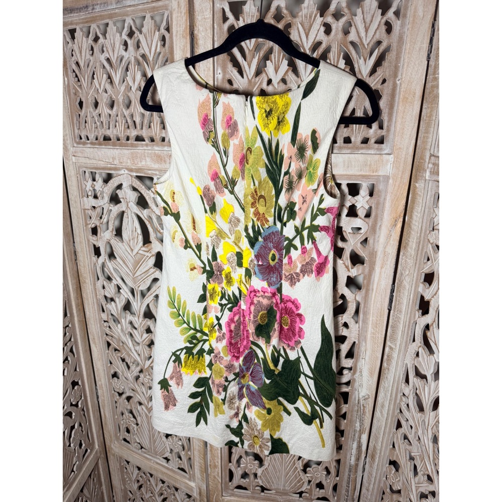 Plenty by Tracy Reese Floral Shift Dress White Sleeveless Cotton BKNC17 Size 4 - Picture 7 of 8
